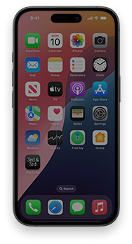 A 3d mockup of a phone on the homescreen with a whitelabled homebody app featured