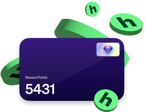 A purple card with an illustration of a diamond in the top right.