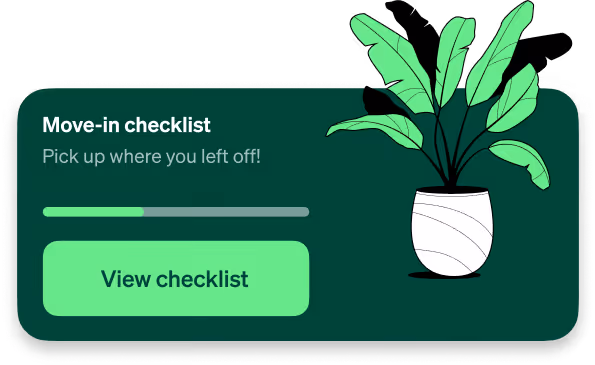 A green card titled move-in checklist.