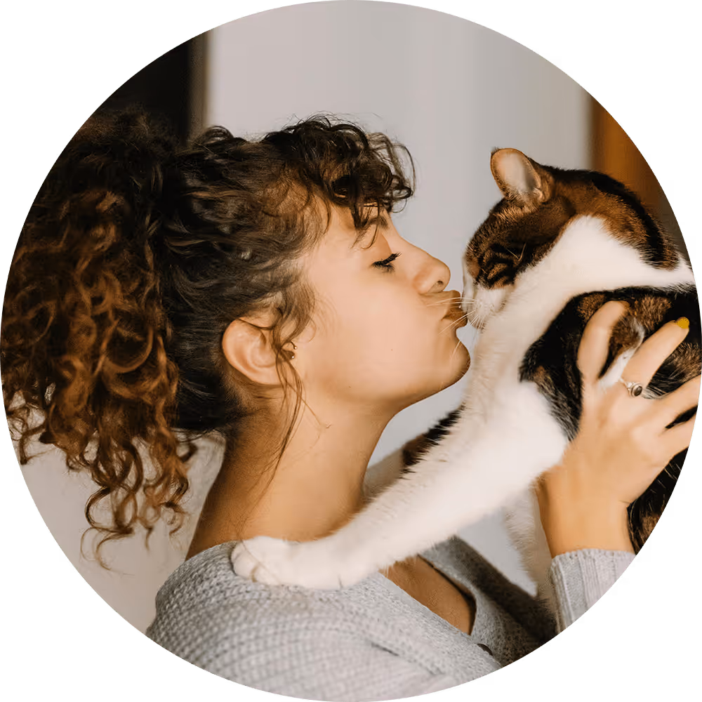 woman holding her cat