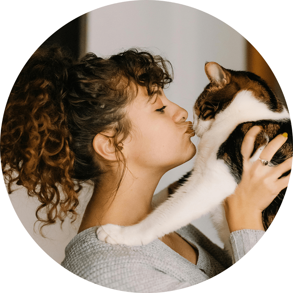 woman holding her cat