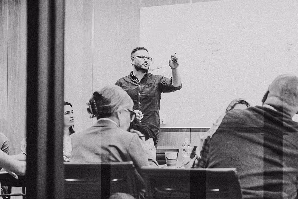 People attending meeting