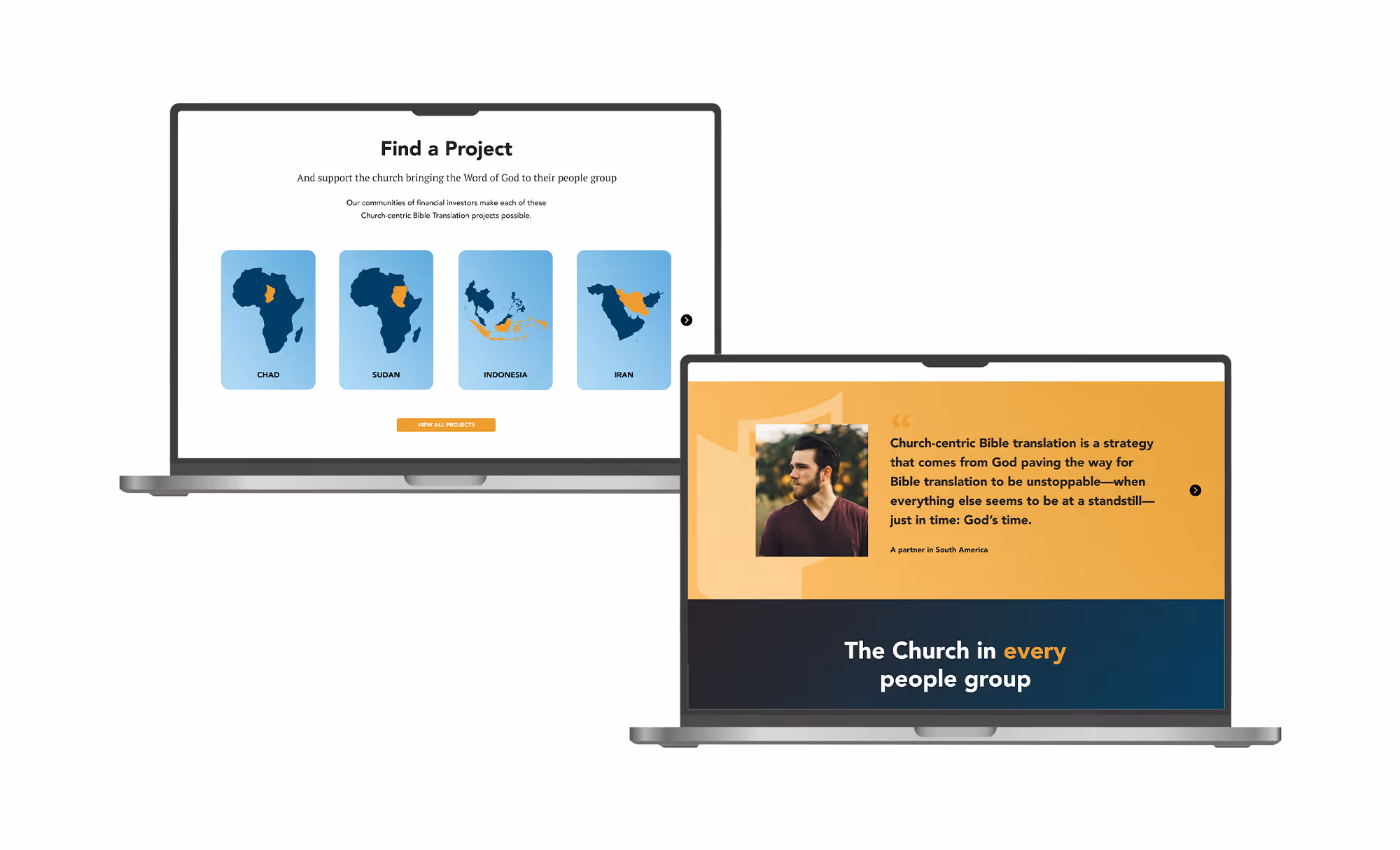 Website layout with content sections