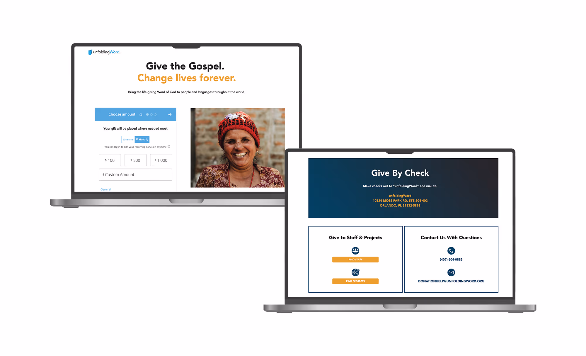 Website layout with content sections