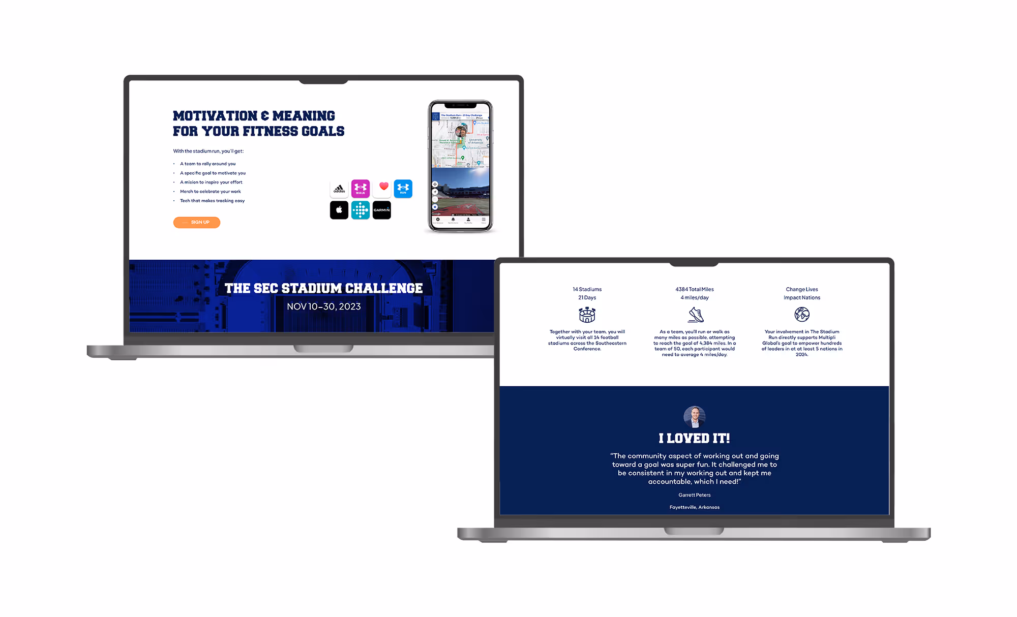 Event website layout sections
