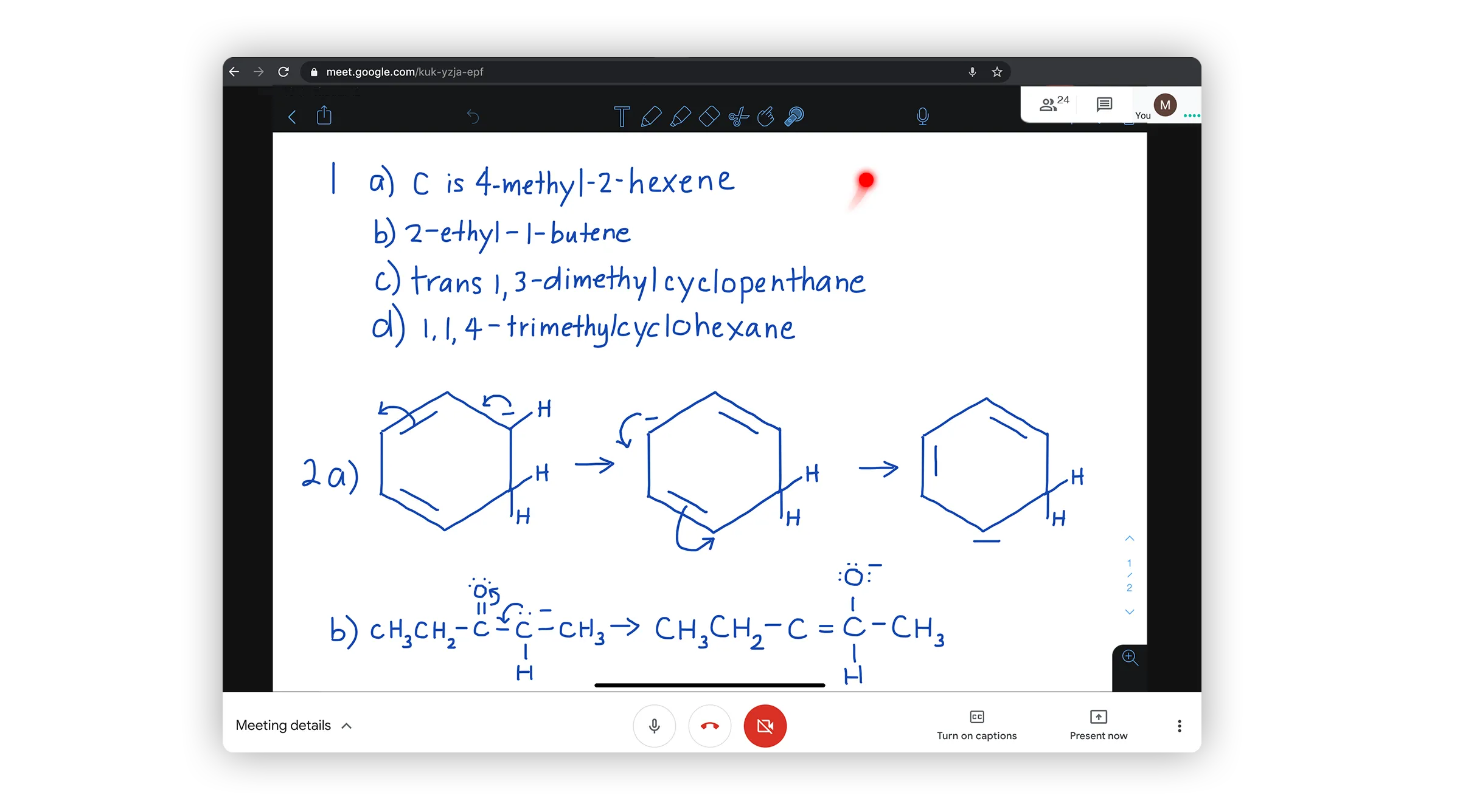 Online lessons using Google Meet