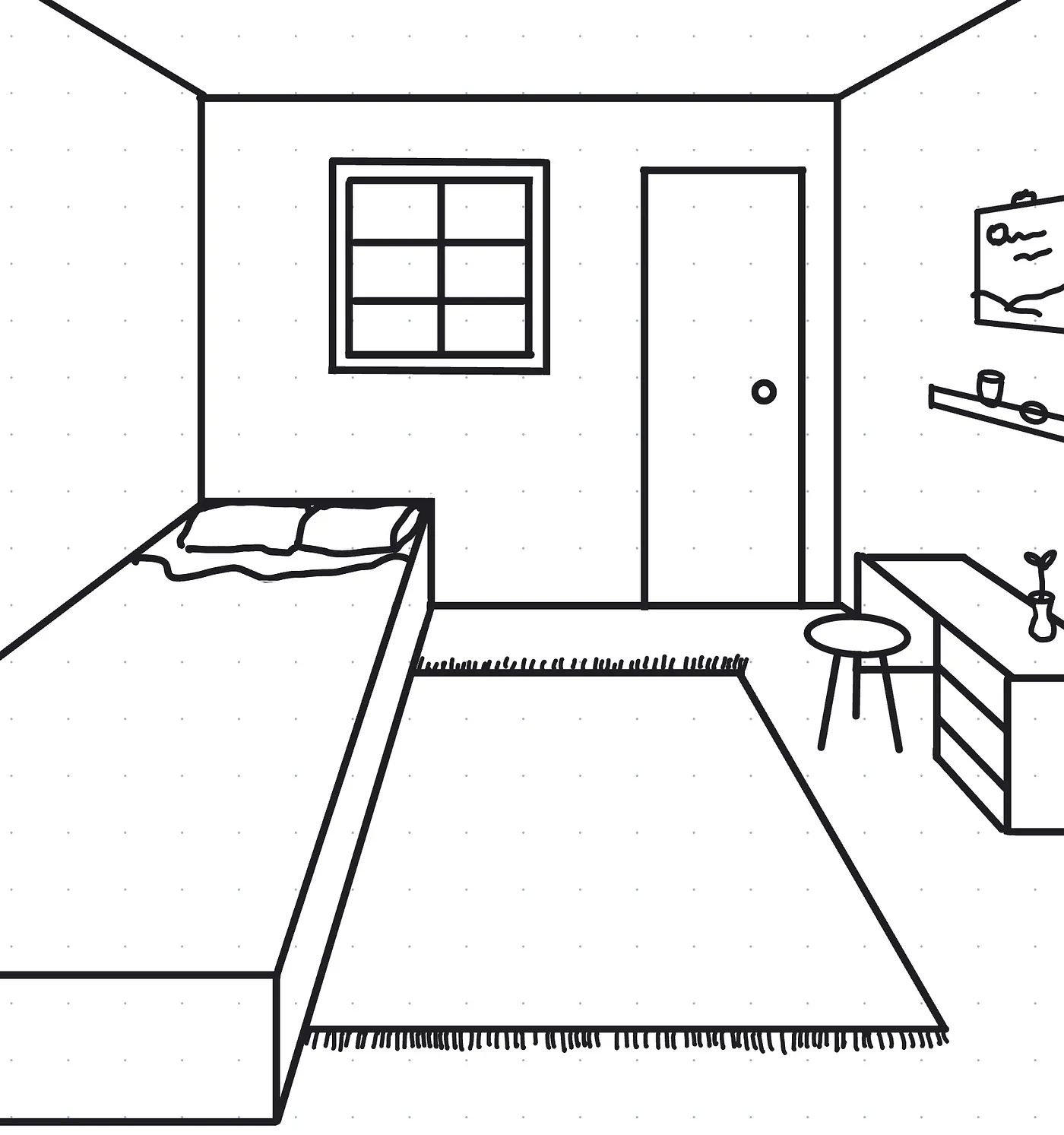 Finished drawing of a room