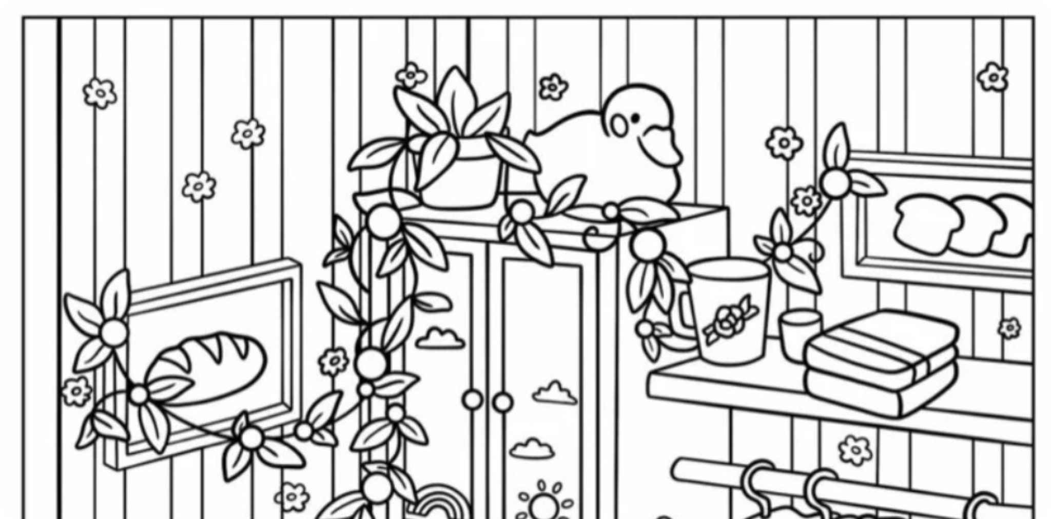 A duck-themed blank coloring page digital template from Notability.