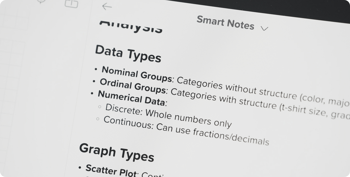 Notability Learn generates Smart Notes, a concise overview of all of the contents of your note or audio recording.