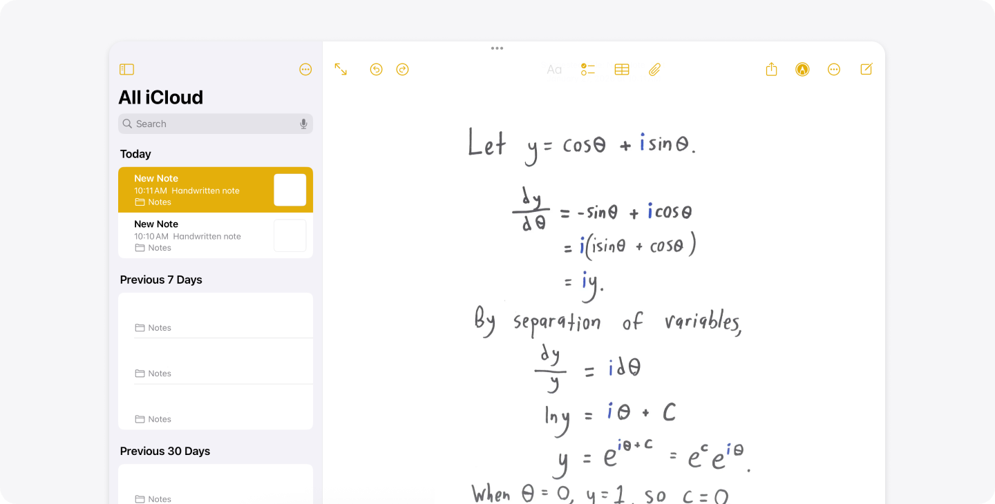 A screenshot of Apple Notes, the default note app for Apple devices.