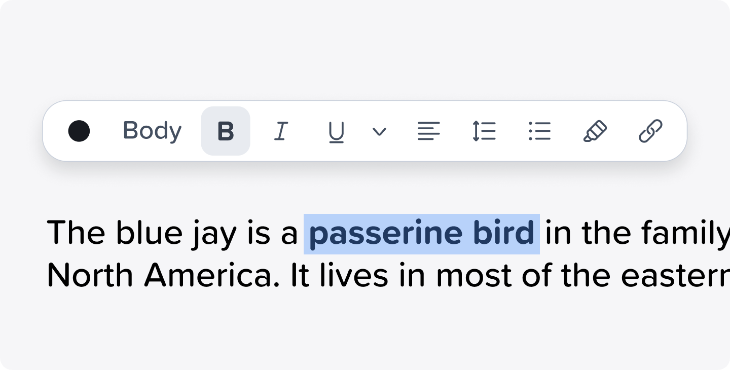 A close-up shot of the formatting bar in the Notability web app