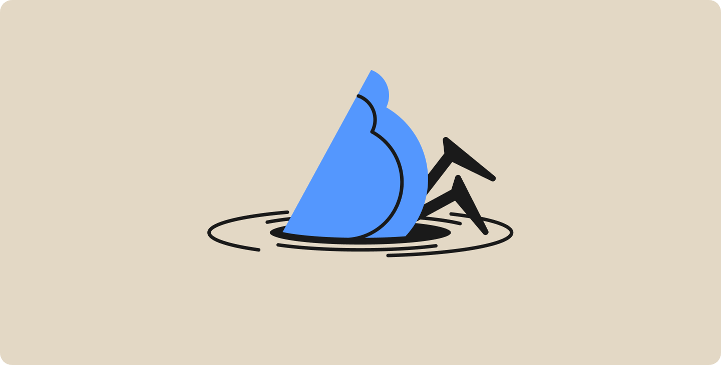 Inky, a blue animated goose mascot from Notability, dives headfirst into a pool of water.