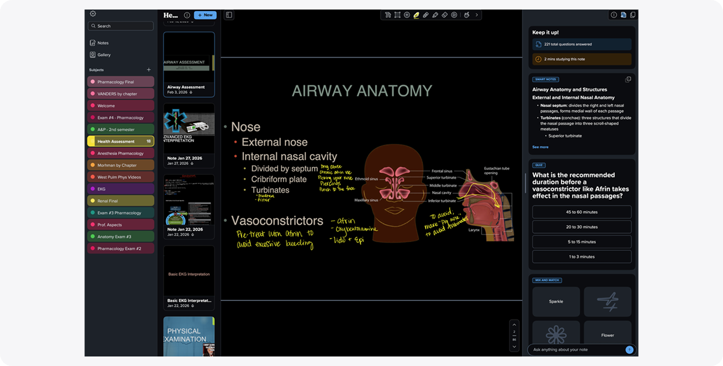 A screenshot of a user's anatomy note open in Notability.