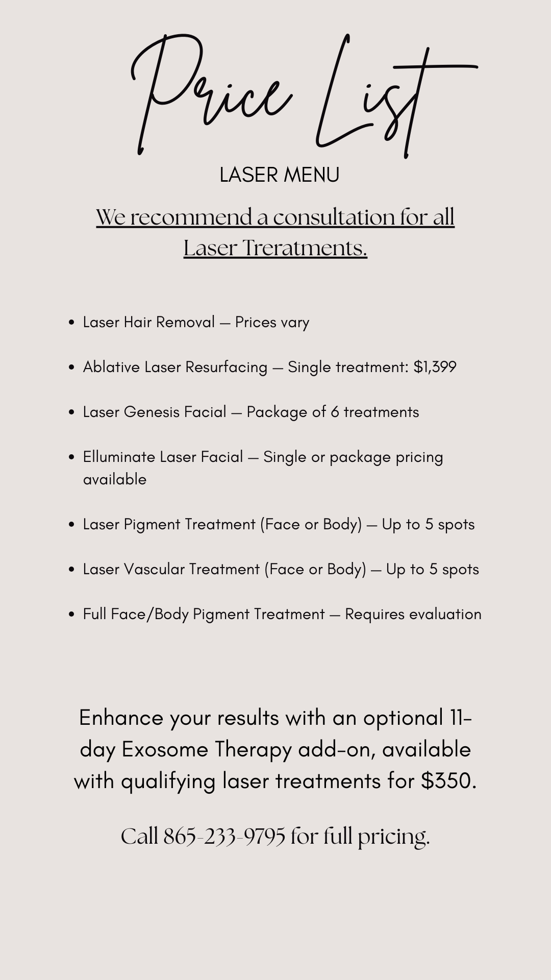 Laser Menu & Pricing at TruYou Aesthetics Maryville, TN