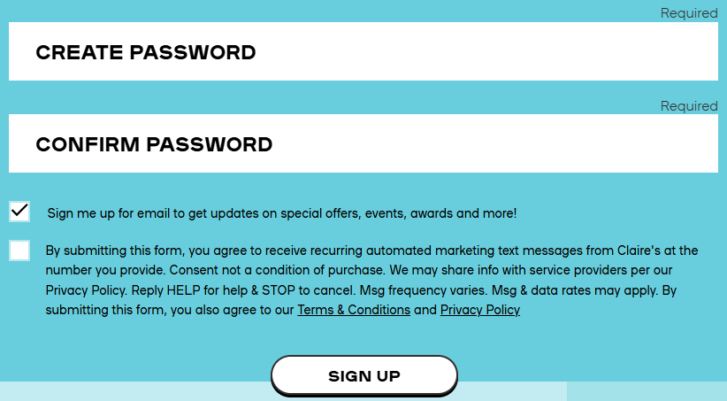 Screenshot of an SMS opt-in form customers complete before receiving WISMO order-status texts