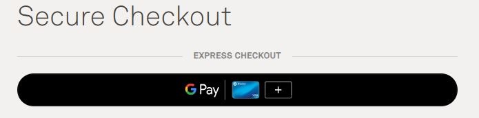 Screen shot of the Secure Checkout button that includes icons from trusted payment methods like Google Pay and Visa