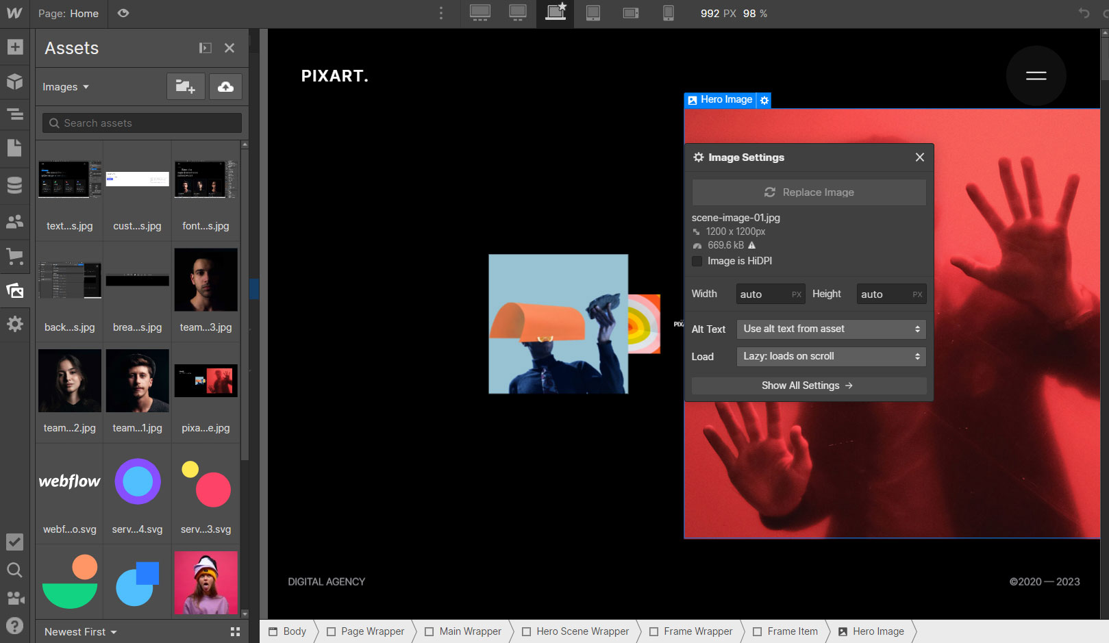 Image Instructions - Pixart Webflow Template