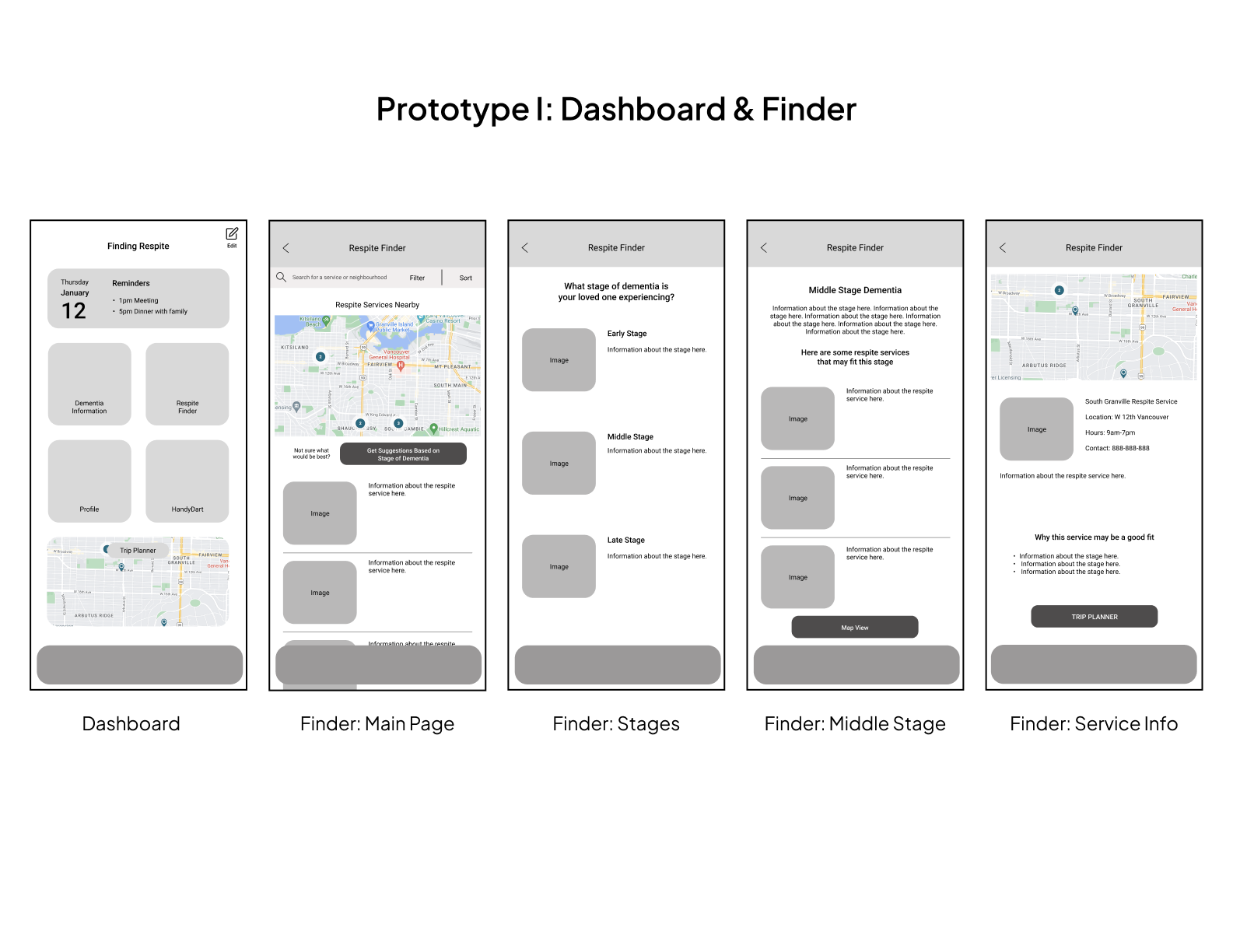 Prototype 1 wireframes