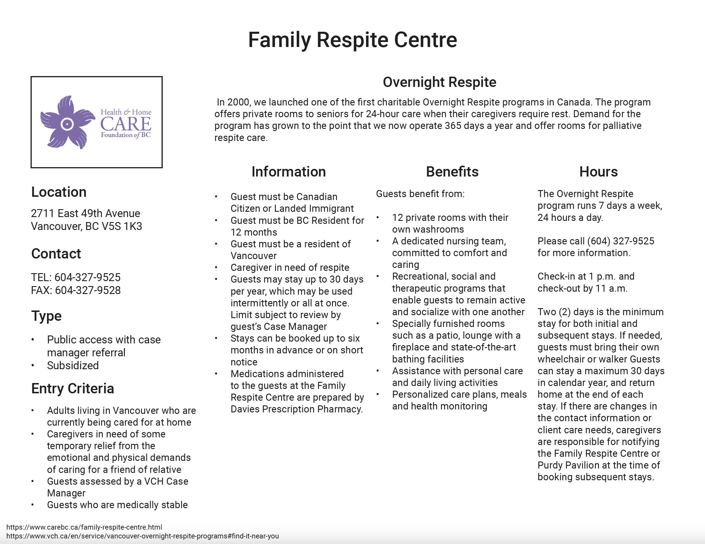 Respite list