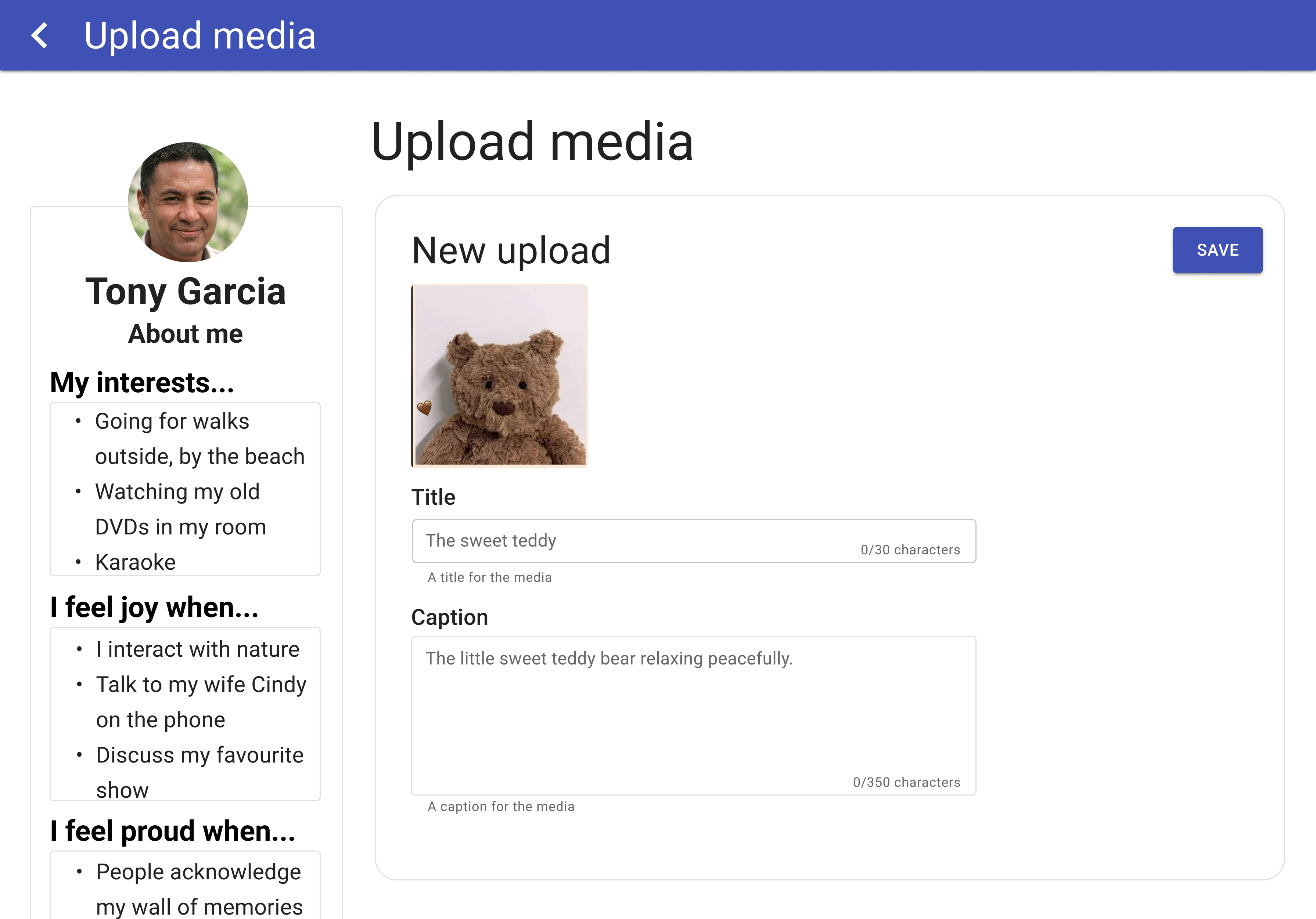 Prototype 2 upload media and add caption