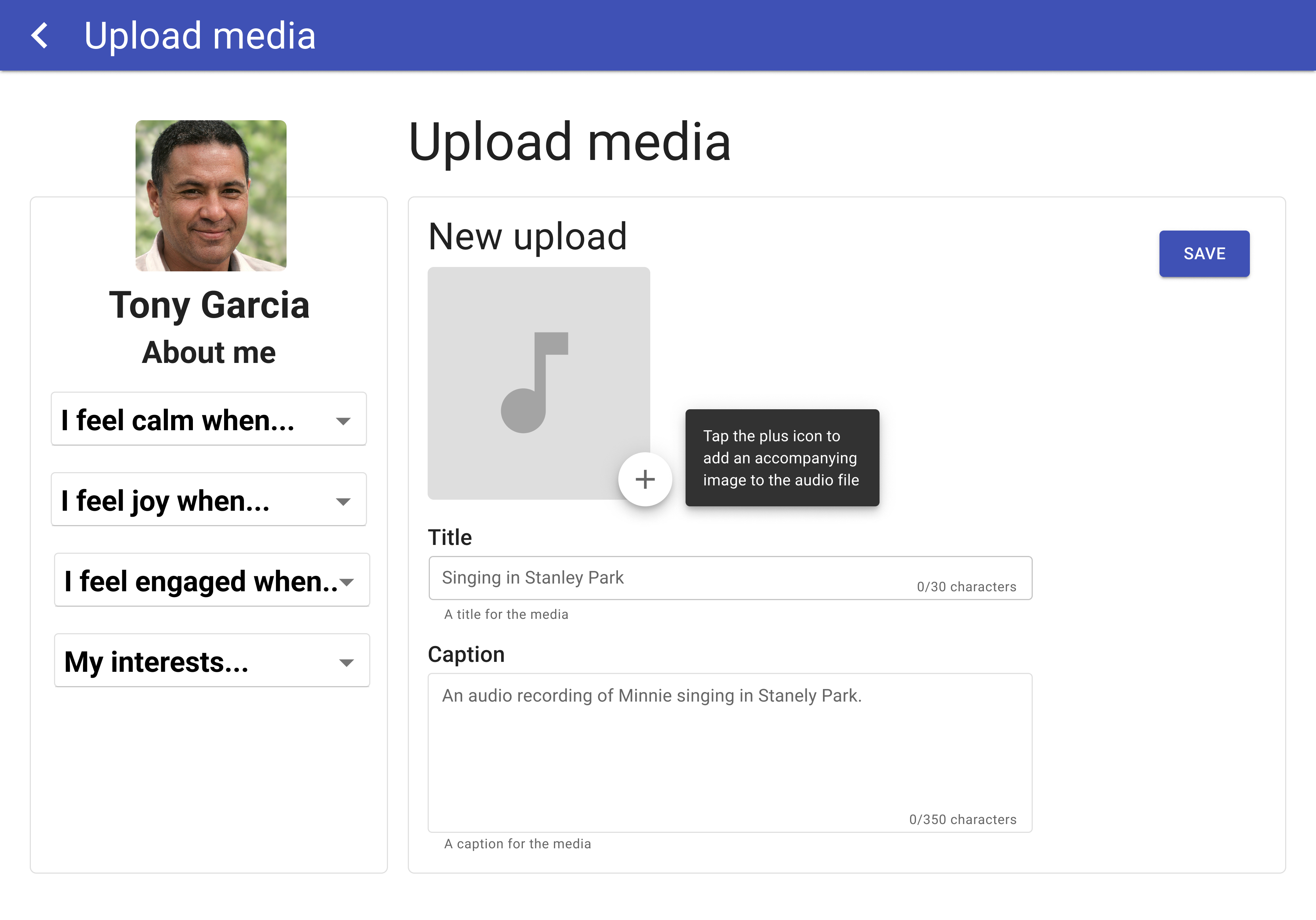 Upload audio image
