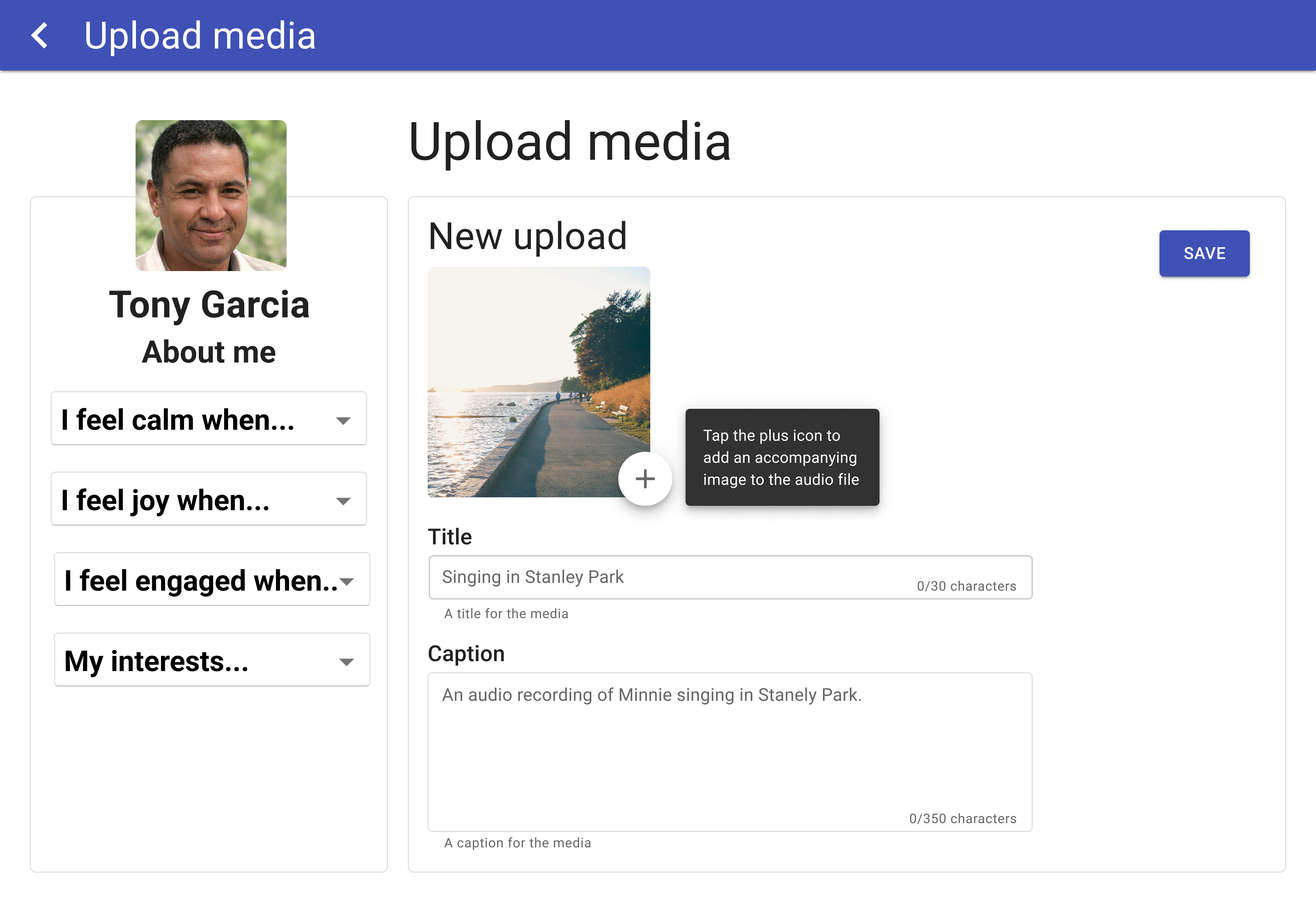 Upload audio with an image