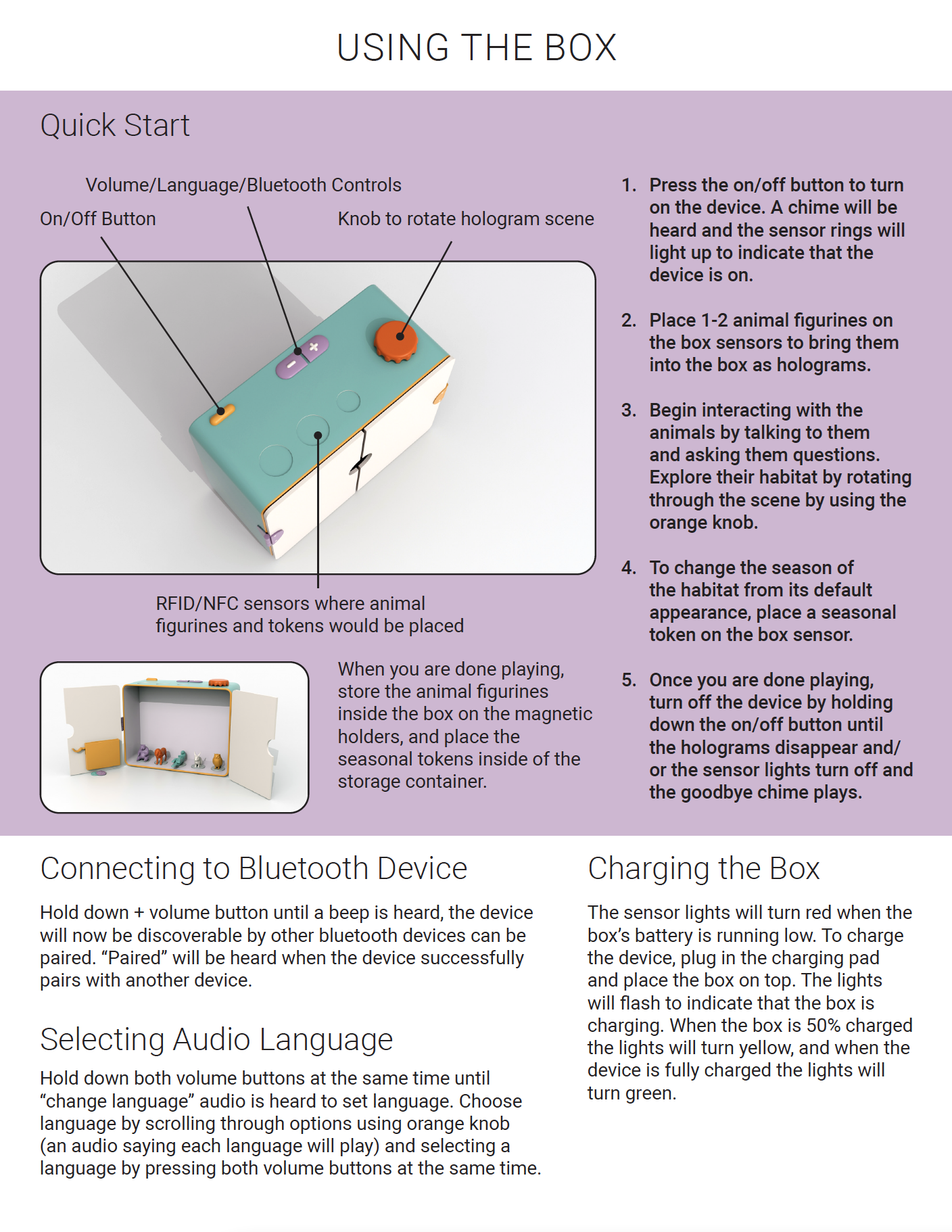 Play box features and instructions