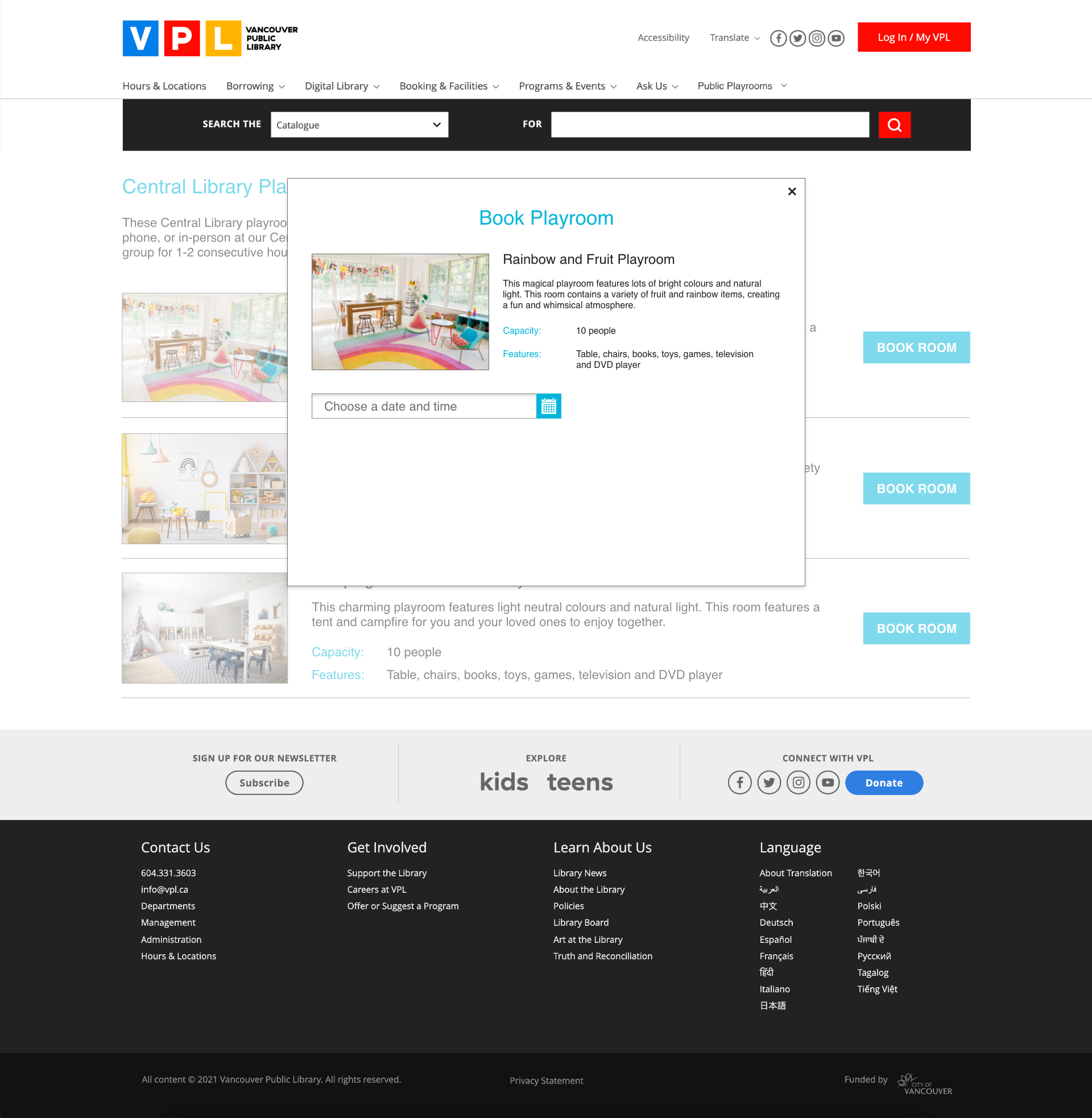 Booking a playroom