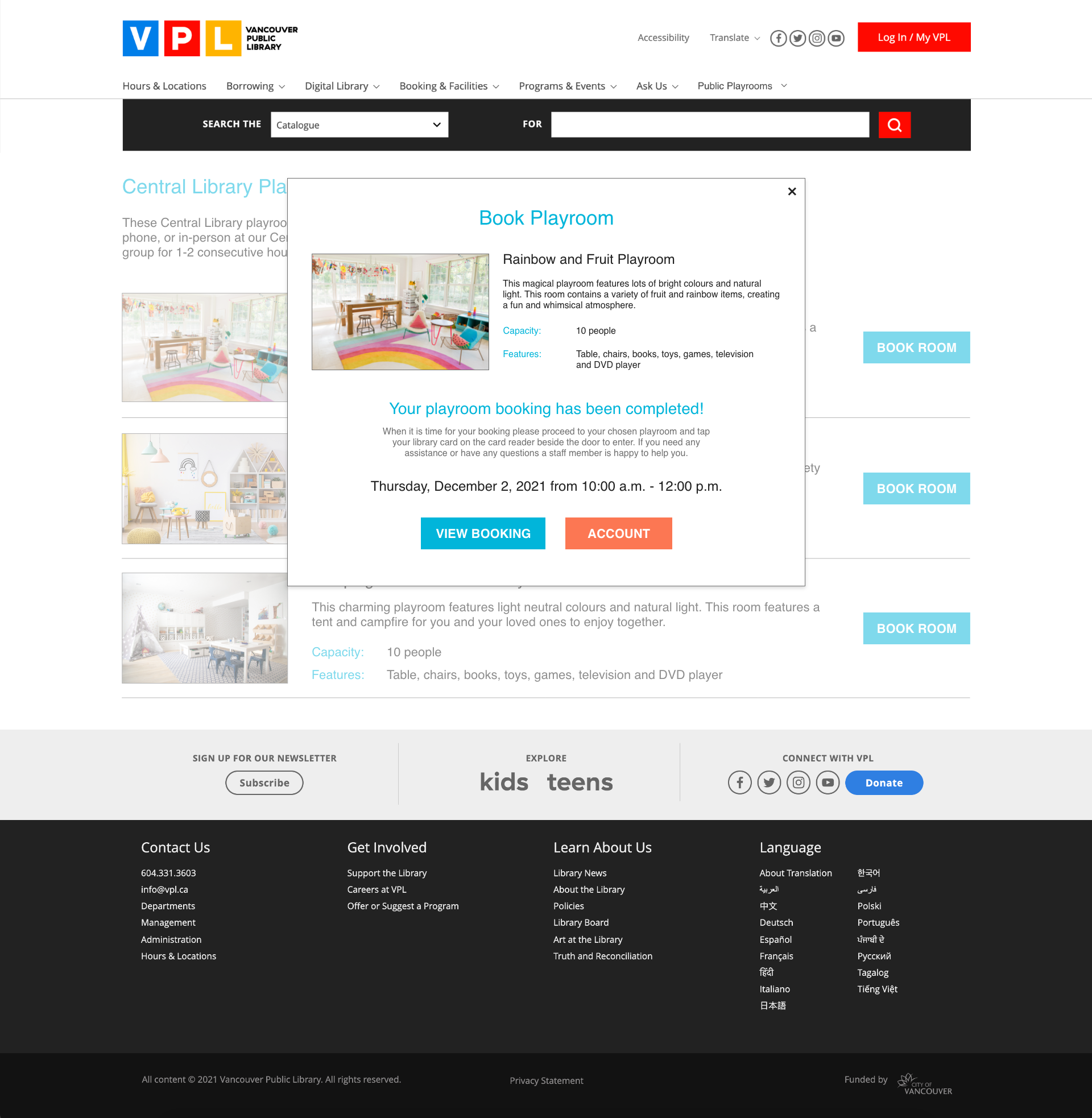 Booking a playroom