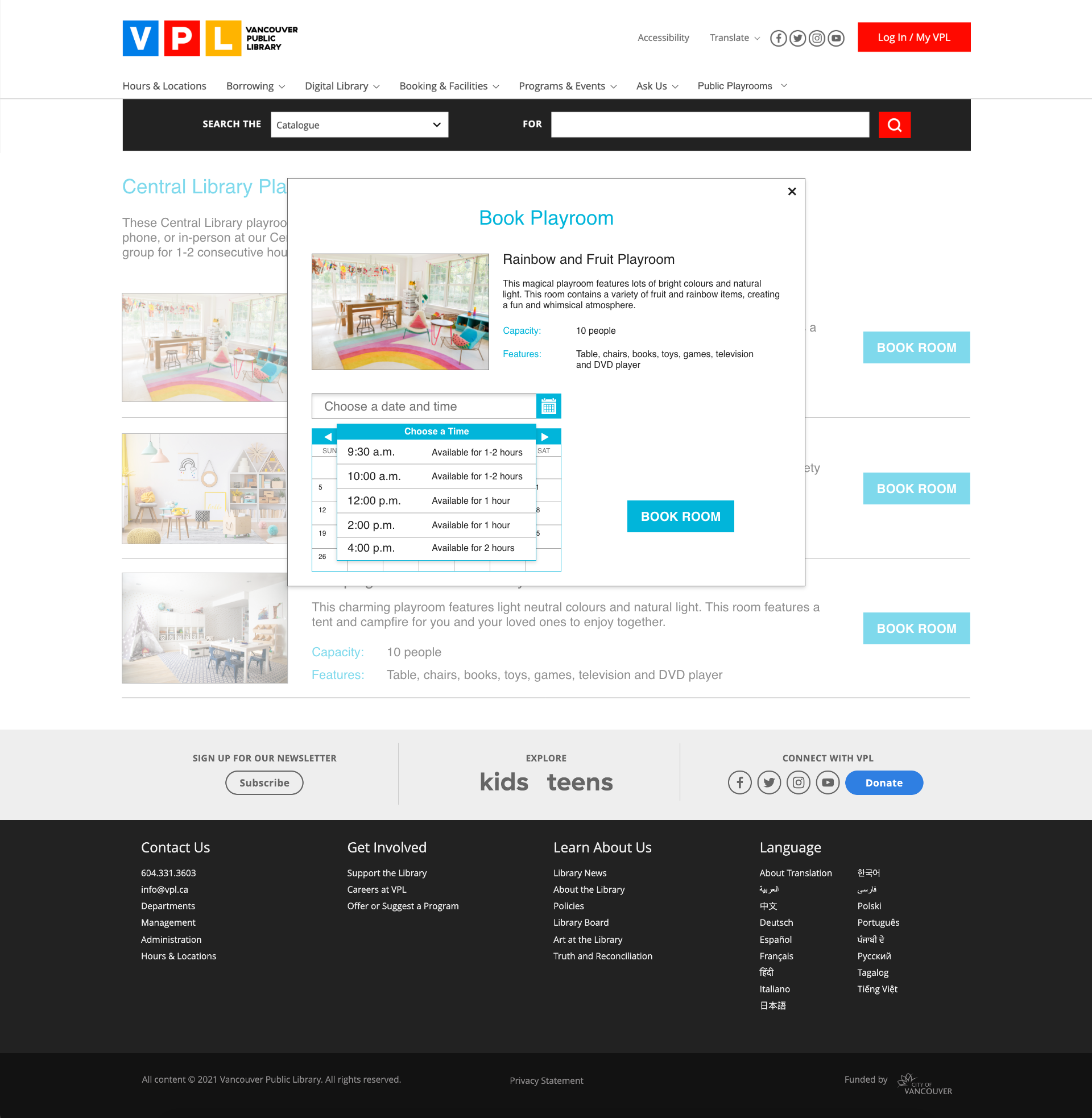 Booking a playroom