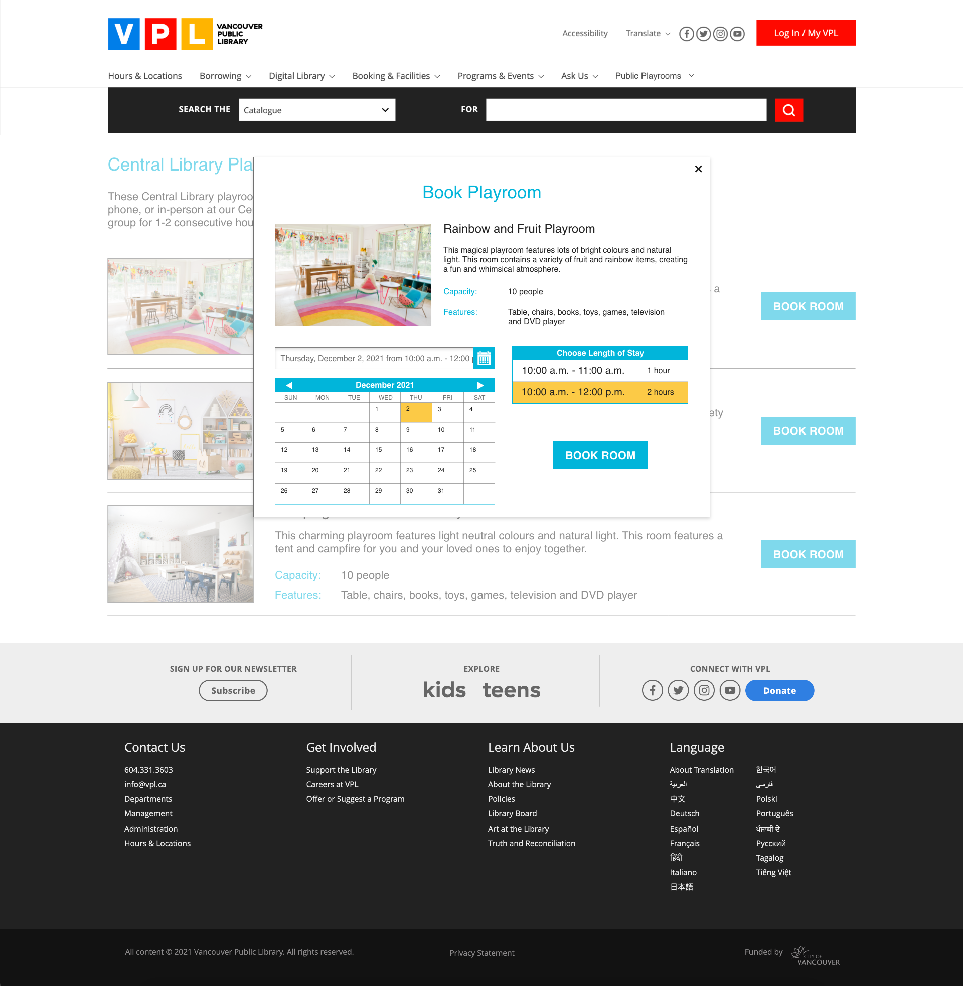 Booking a playroom