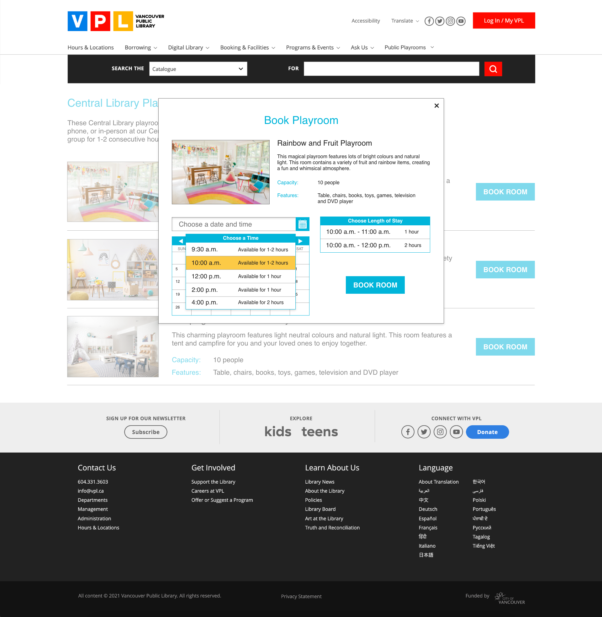Booking a playroom