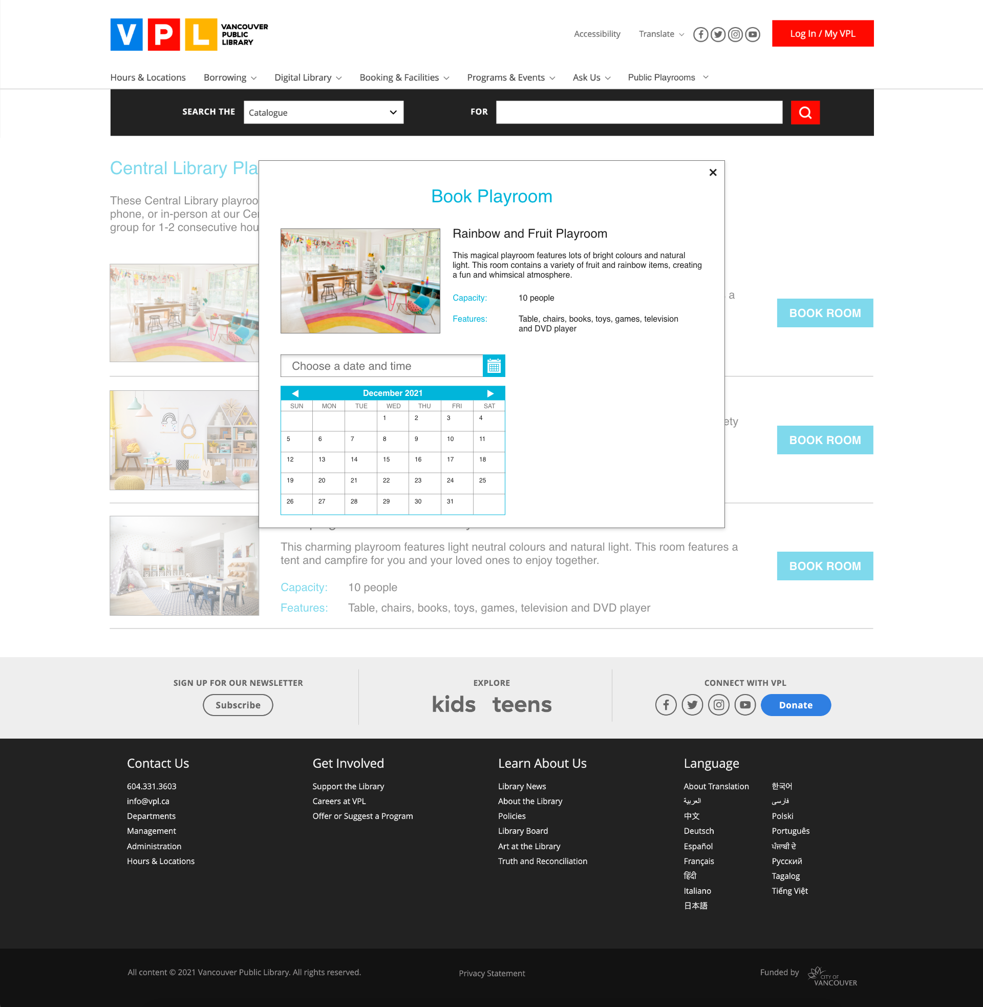 Booking a playroom