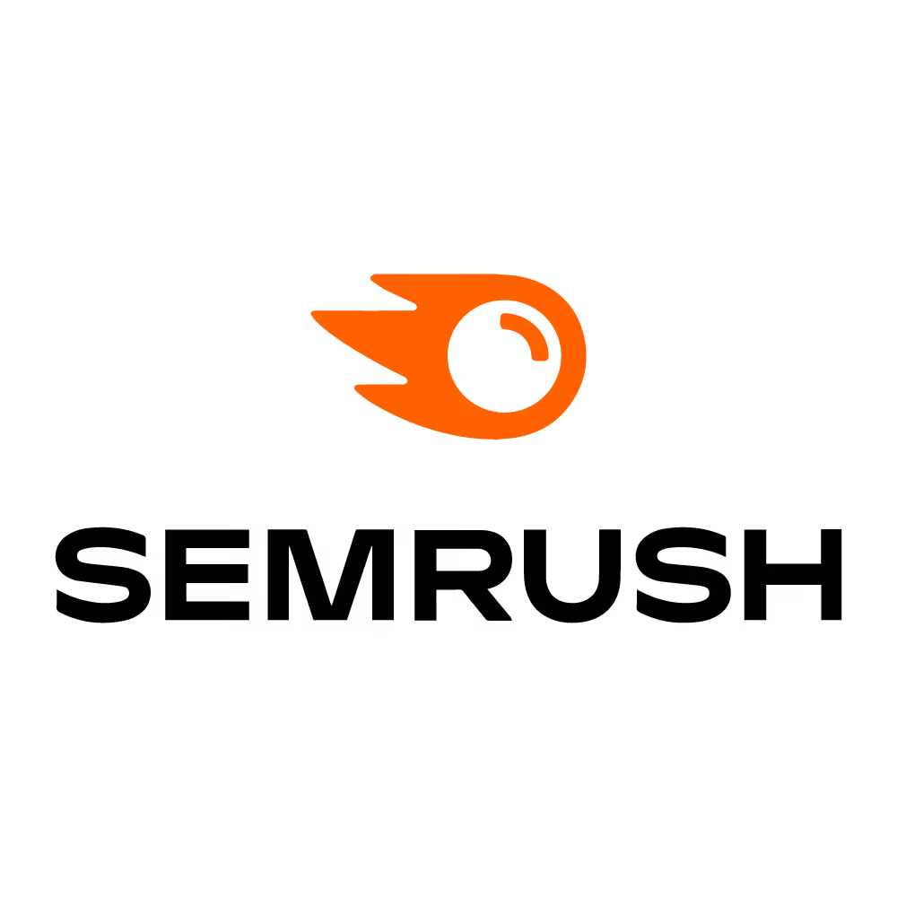 Logo Semrush avec un symbole orange représentant une comète stylisée.