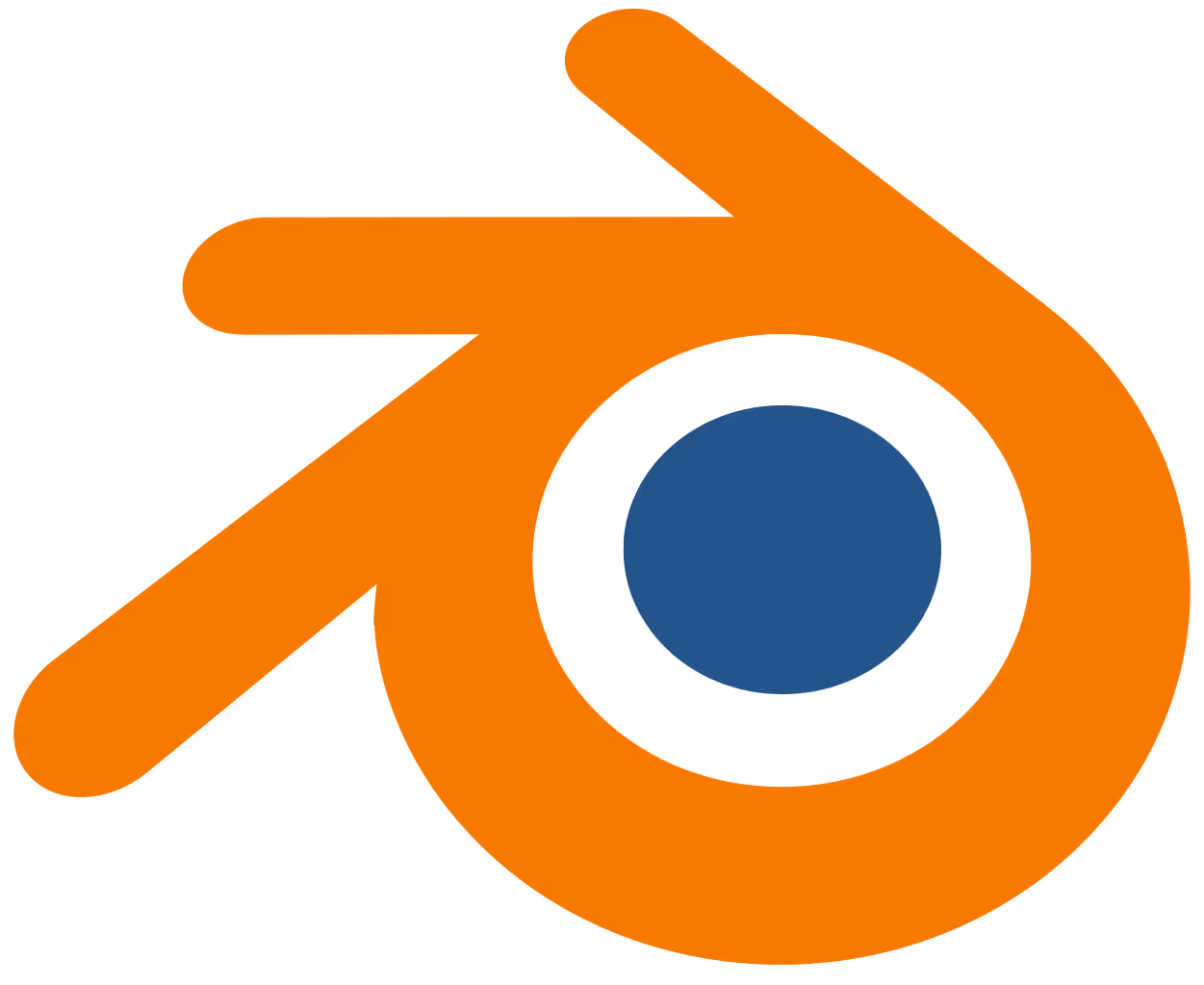 Logo orange et bleu de Blender, un logiciel de modélisation 3D open source.