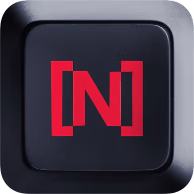 Touche de clavier noire avec un N rouge encadré par des crochets rouges.