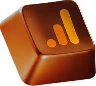 Touche de clavier orange avec icône du logo Google Analytics en jaune.