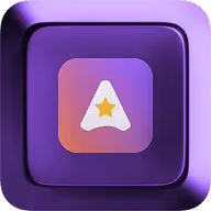 Icône d'application blanche avec une étoile jaune au centre sur un fond violet dégradé.