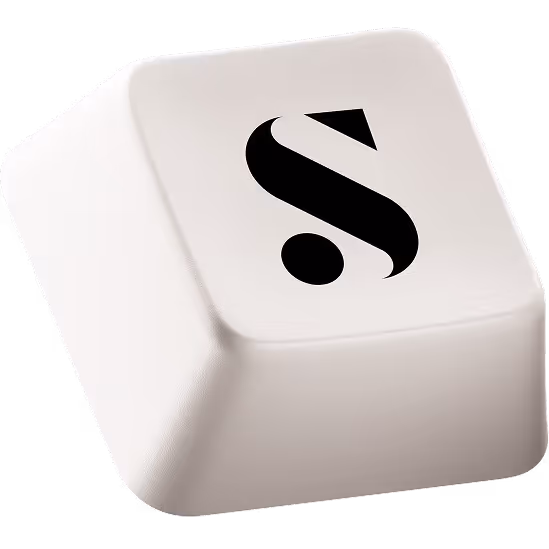 Touche de clavier blanche avec un symbole de paragraphe noir stylisé.