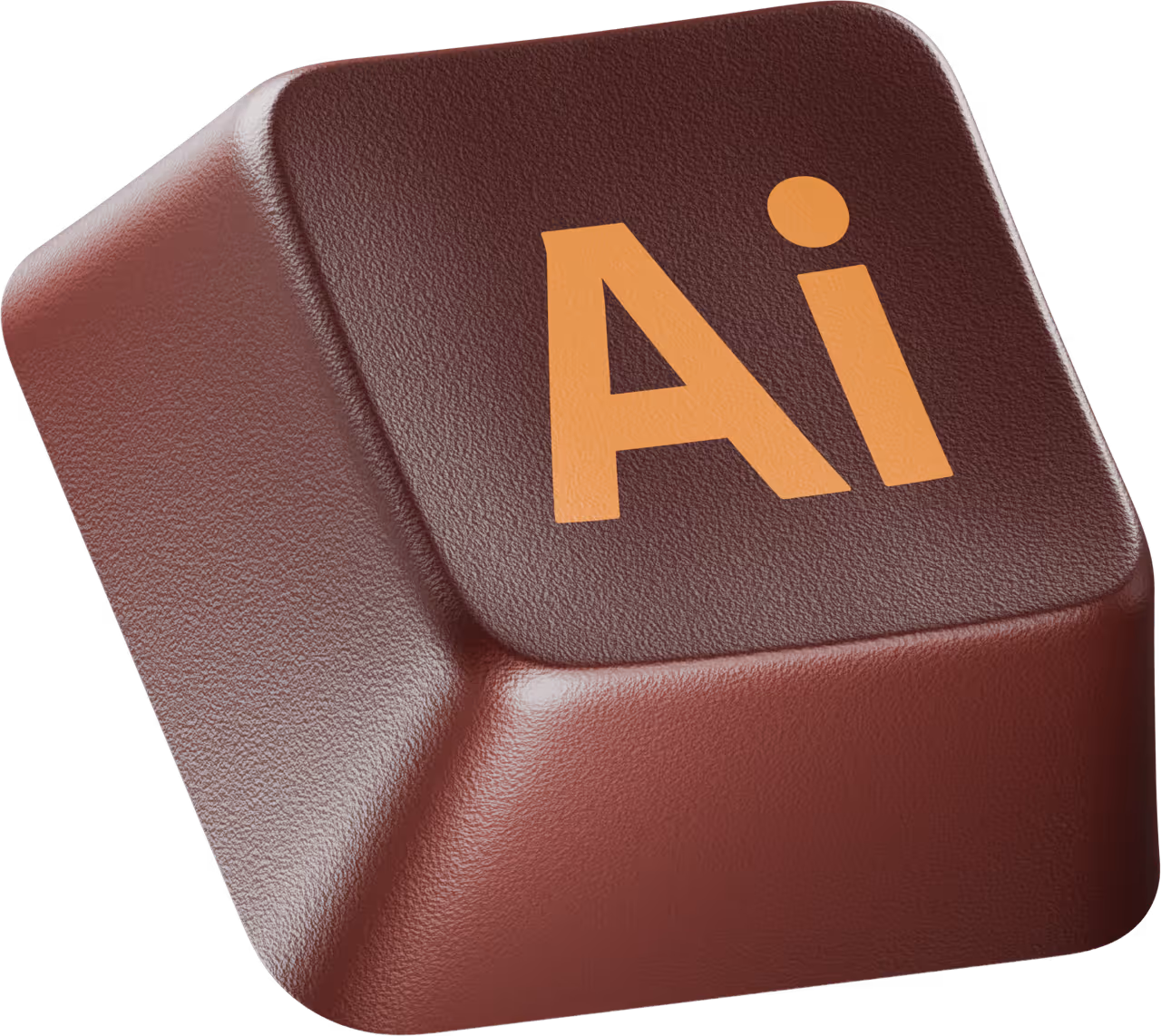 Touche de clavier marron en relief avec les lettres orange Ai représentant Adobe Illustrator.