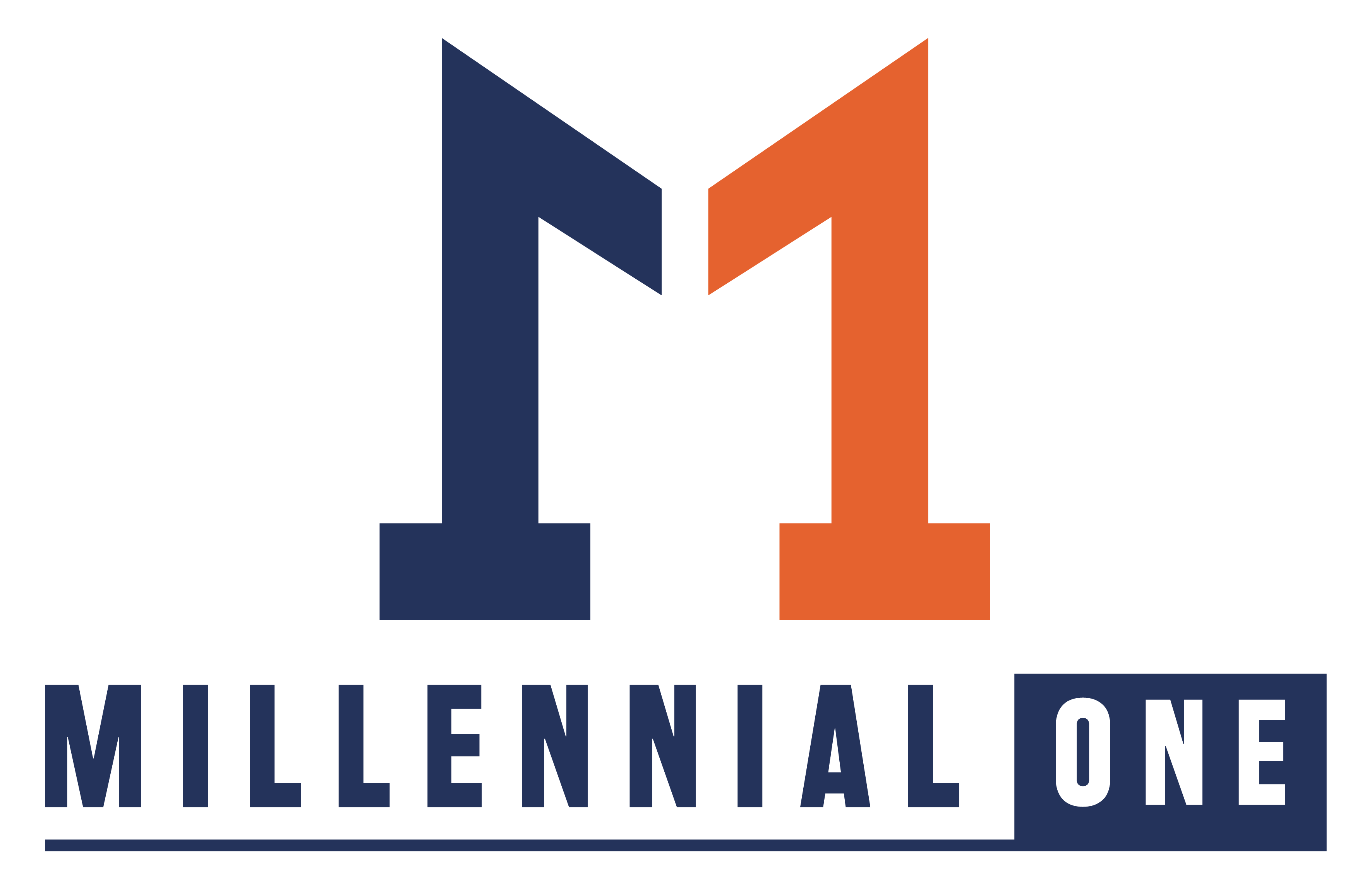 The Millennial One full colour logo comprising of the letter M with the number 1 incorporated into it with the words millennial one below it