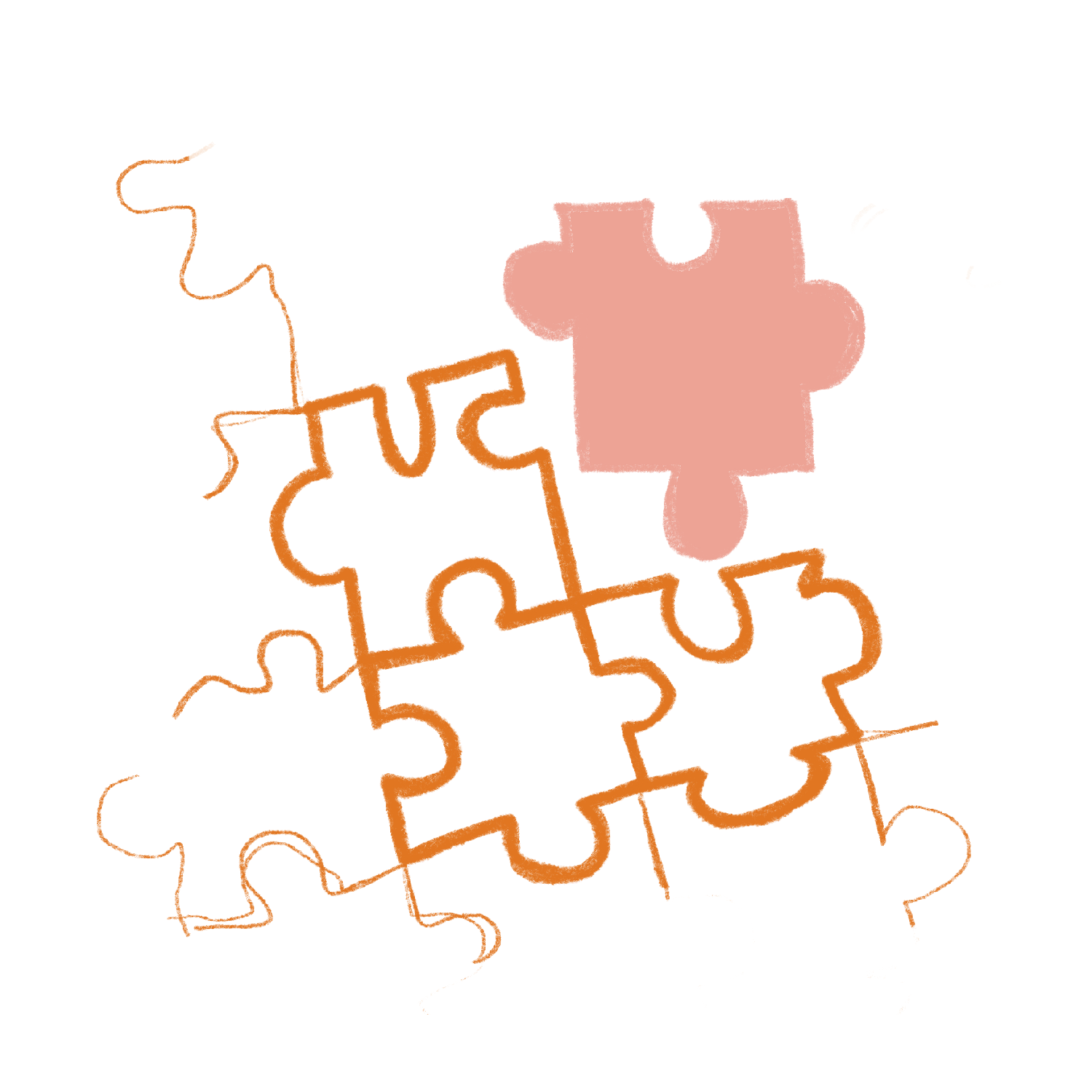 A drawing of puzzle pieces