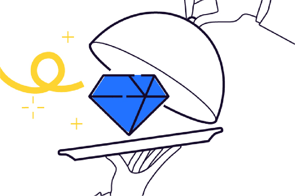 A diamond being revealed in a cloche representing value driven design