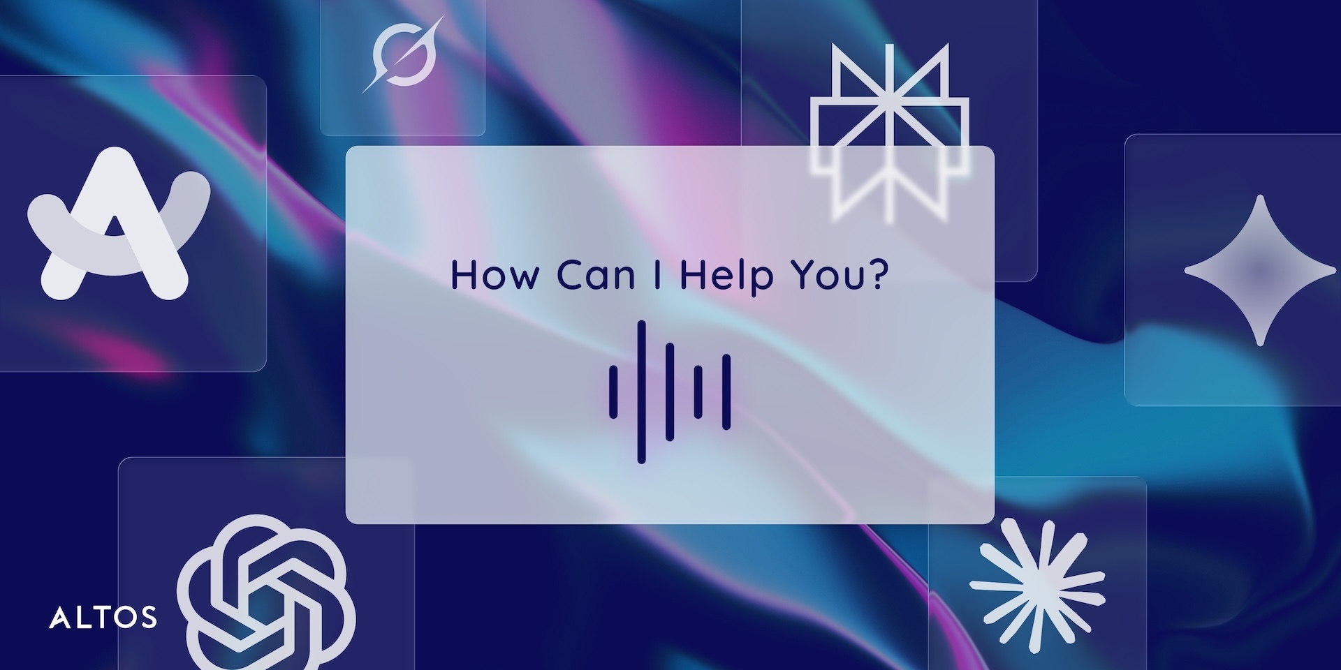 A digital graphic with the text "How Can I Help You?" centered on a blue abstract background with geometric icons.