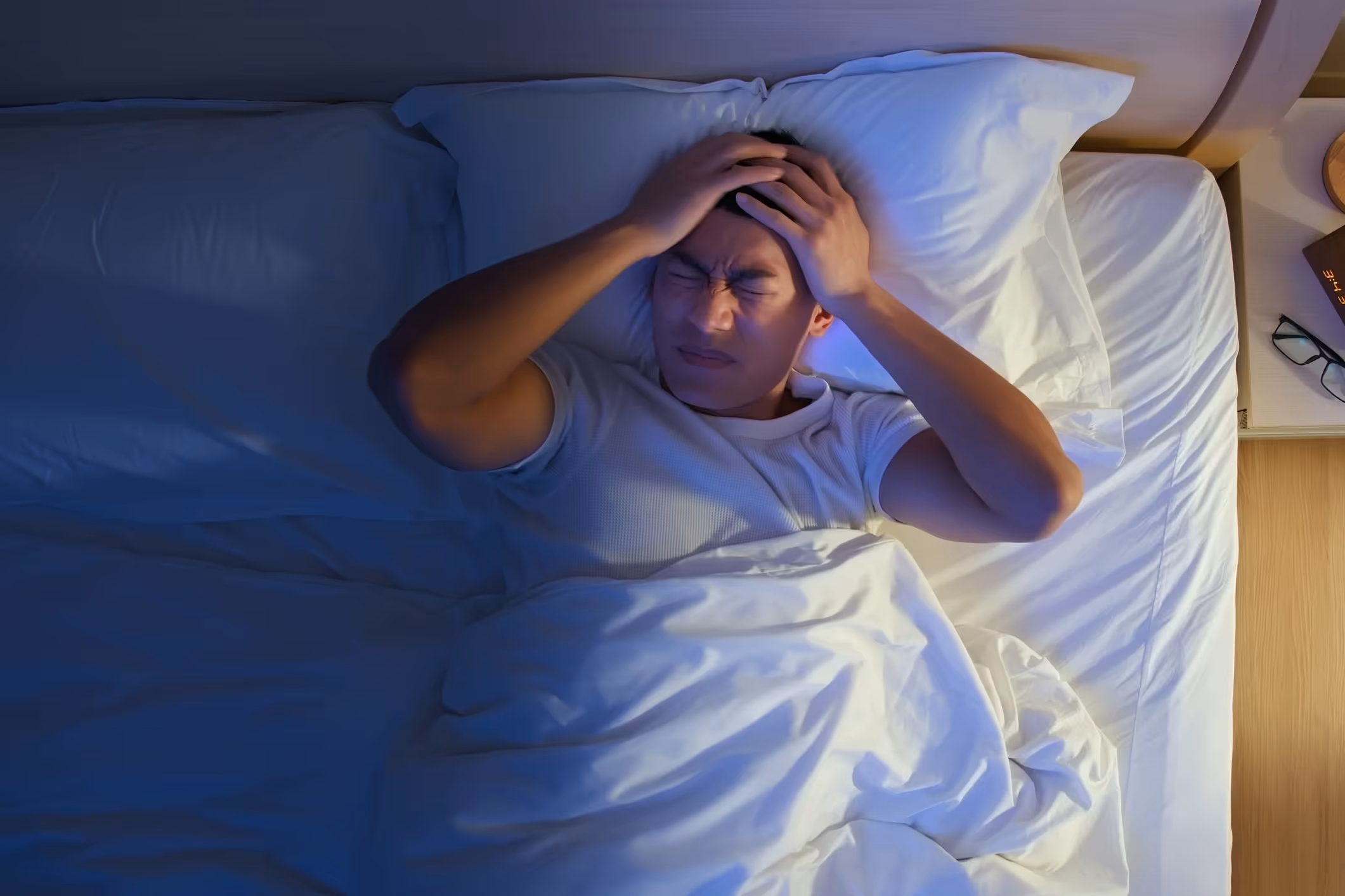 Asian man has insomnia.