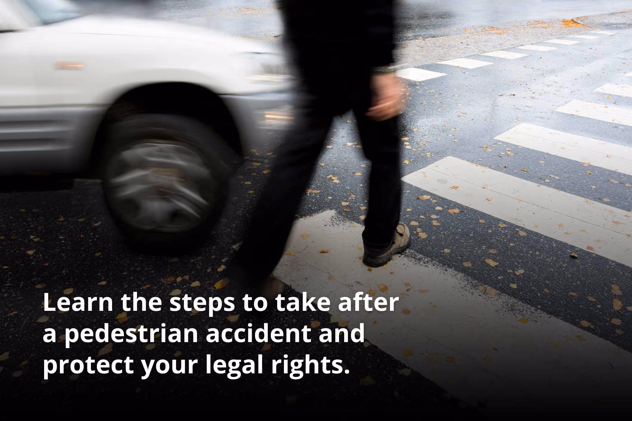 Crosswalk collision showing what to do when you get hit by a car as a pedestrian.