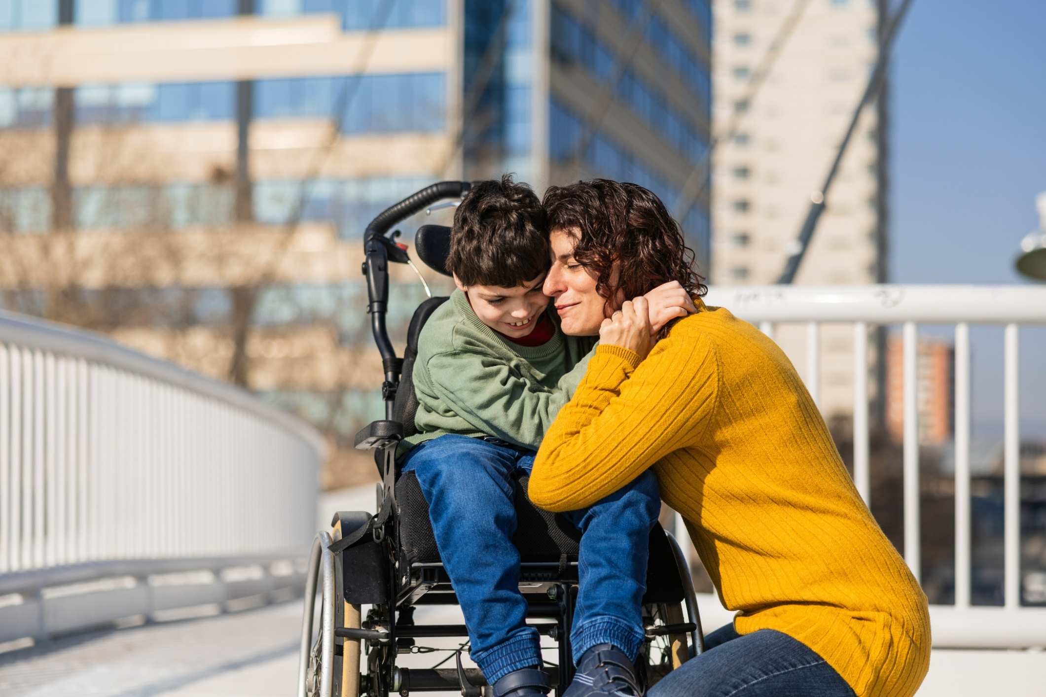 Boy who is suffering from quadriplegic cerebral palsy.