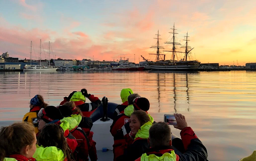 Whale watching on the Reykjavík Premium Whales in the Midnight Sun tour