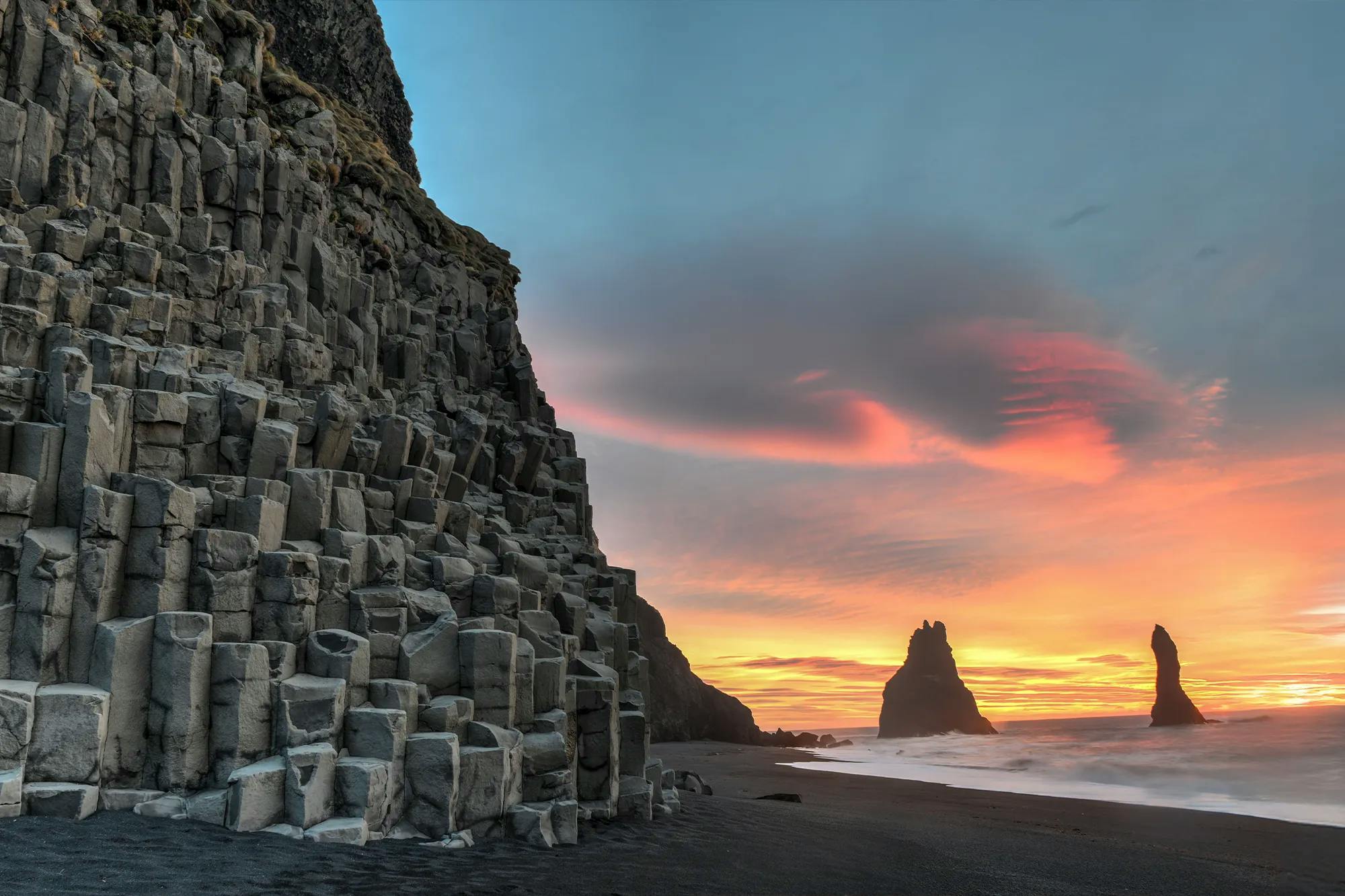 Iceland scenery on the 2-Day South Coast, Ice Cave, Glacier Hike & Northern Lights Tour