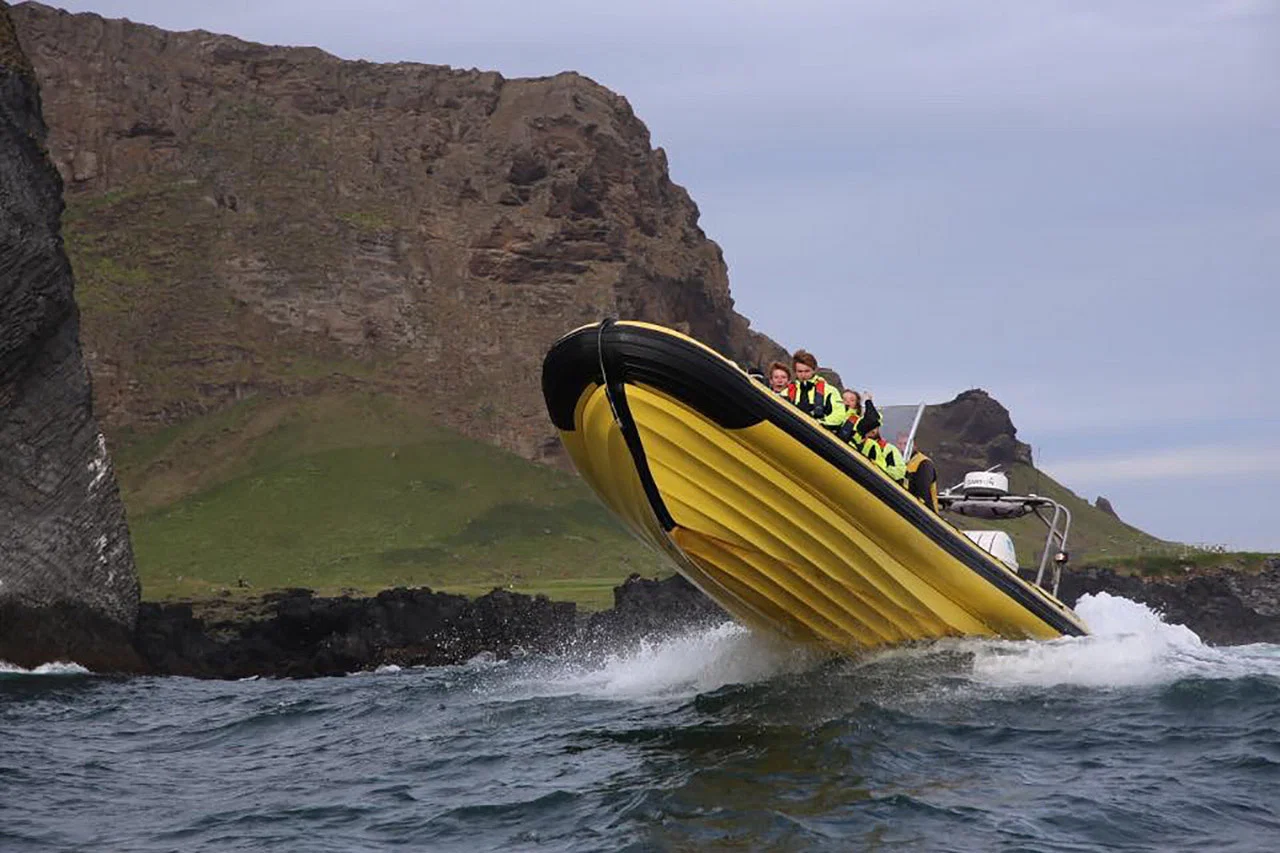On the water during the Puffin Tour by RIB speedboat, Reykjavik